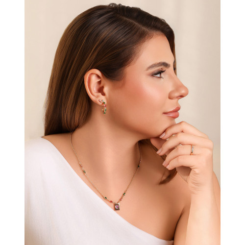 Anel Cravejado Cristal Colorido Tamanho 21 Banhado a Ouro 18K