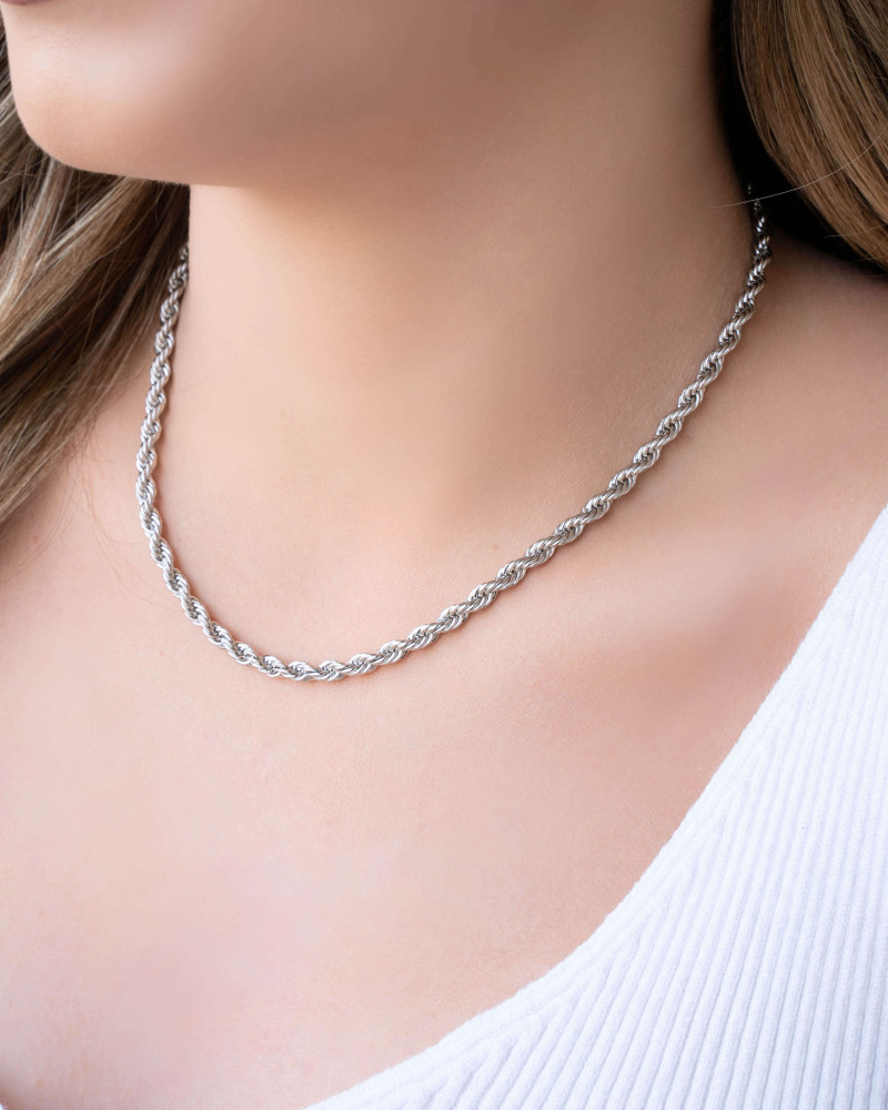 Choker Cordão Baiano Ródio Branco