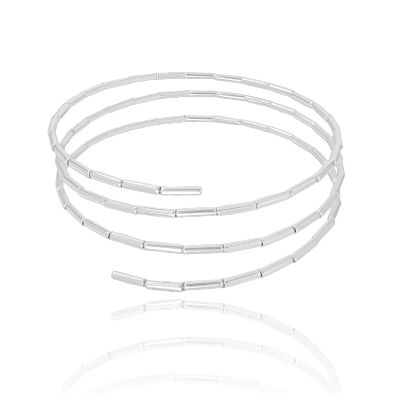 Bracelete Mola Canutilhos Três Voltas Ródio Branco