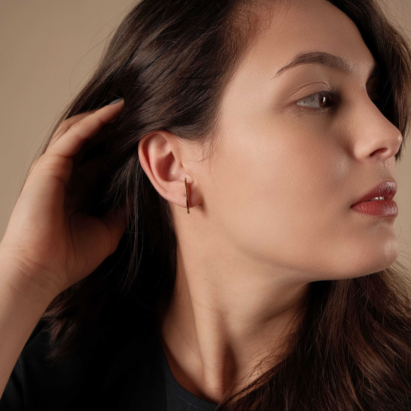 Ear Hook Filete Liso Banhado a Ouro 18K