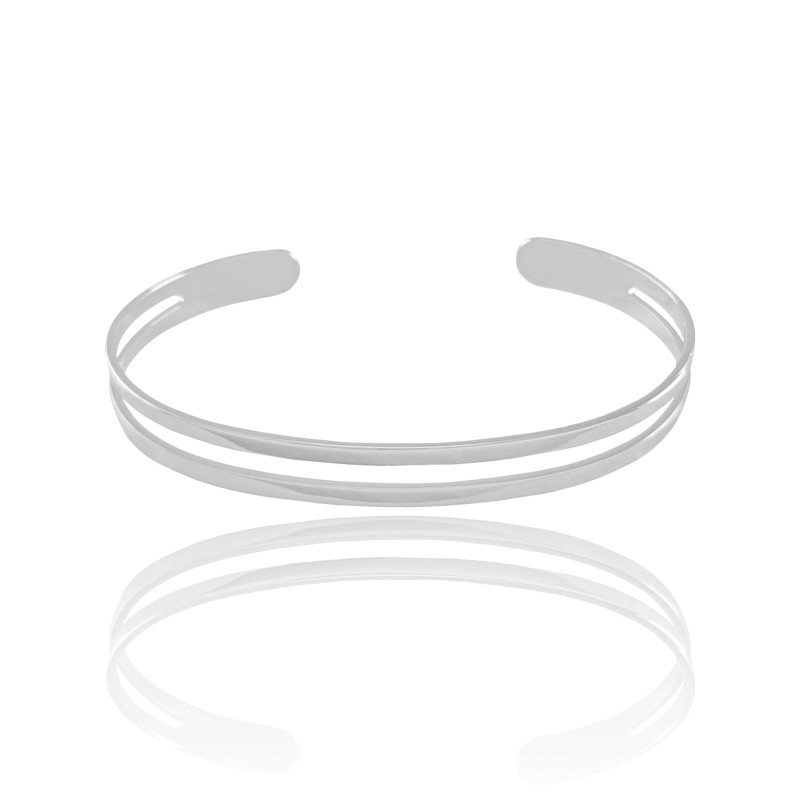 Bracelete Dois Filetes 6 mm Ródio Branco