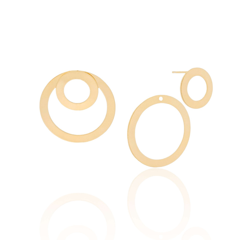 Ear Jacket Círculos Liso Banhado a Ouro 18K