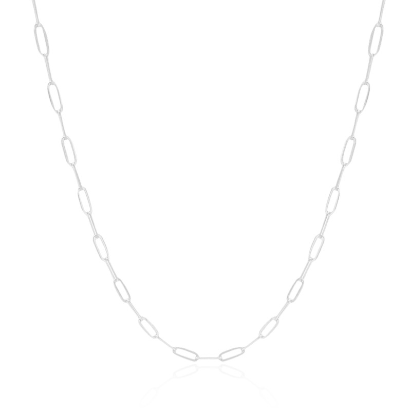 Gargantilha Longa Elos 3 mm Ródio Branco