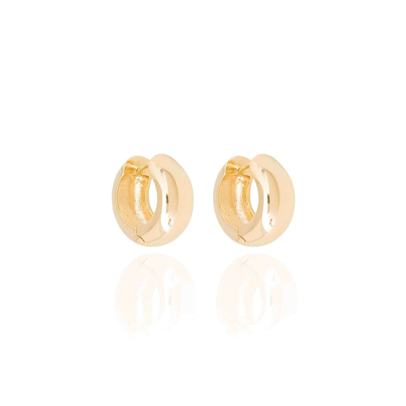 Brinco Argola Abaulada Lisa 2 cm Banhado a Ouro 18K