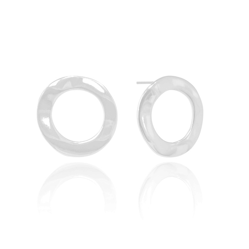 Brinco Argola Frontal Ondulado 2.2 cm Ródio Branco