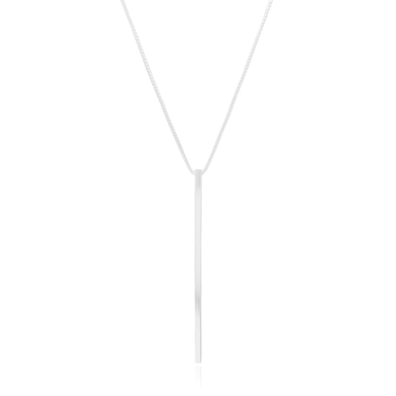 Gargantilha Longa Palito Ródio Branco - 70 cm