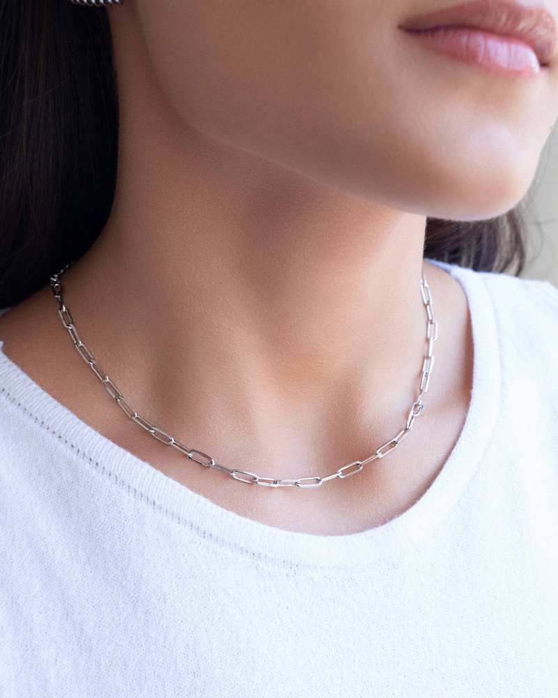 Choker Elos 3x9 mm Ródio Branco