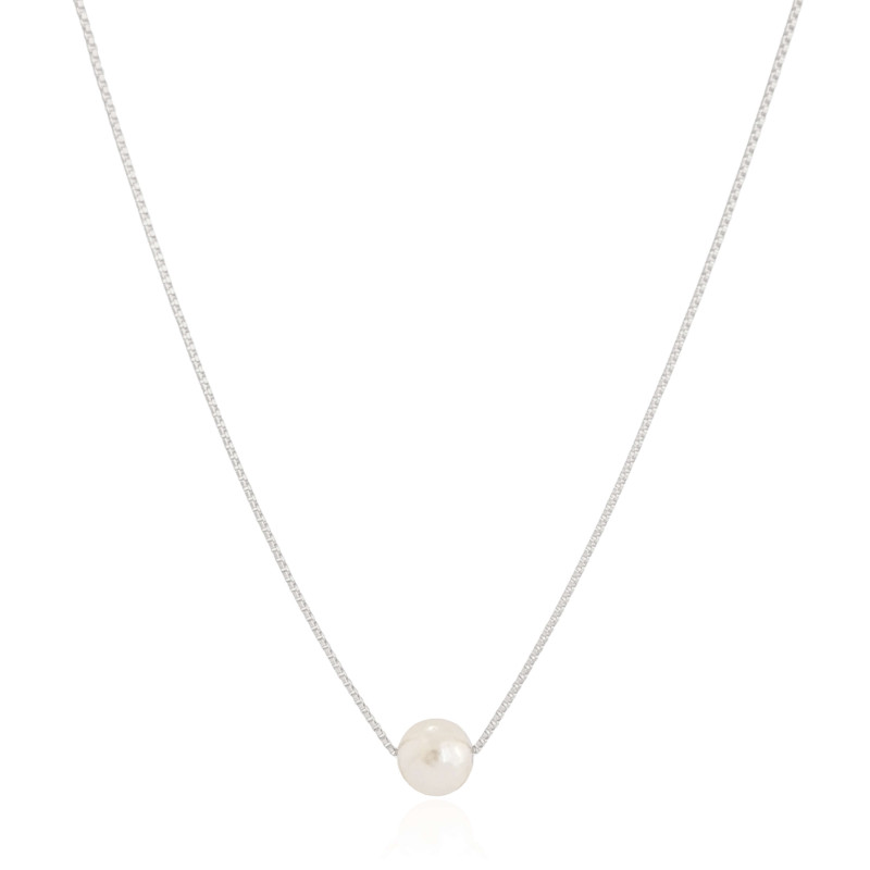 Gargantilha Veneziana Perola Ródio Branco