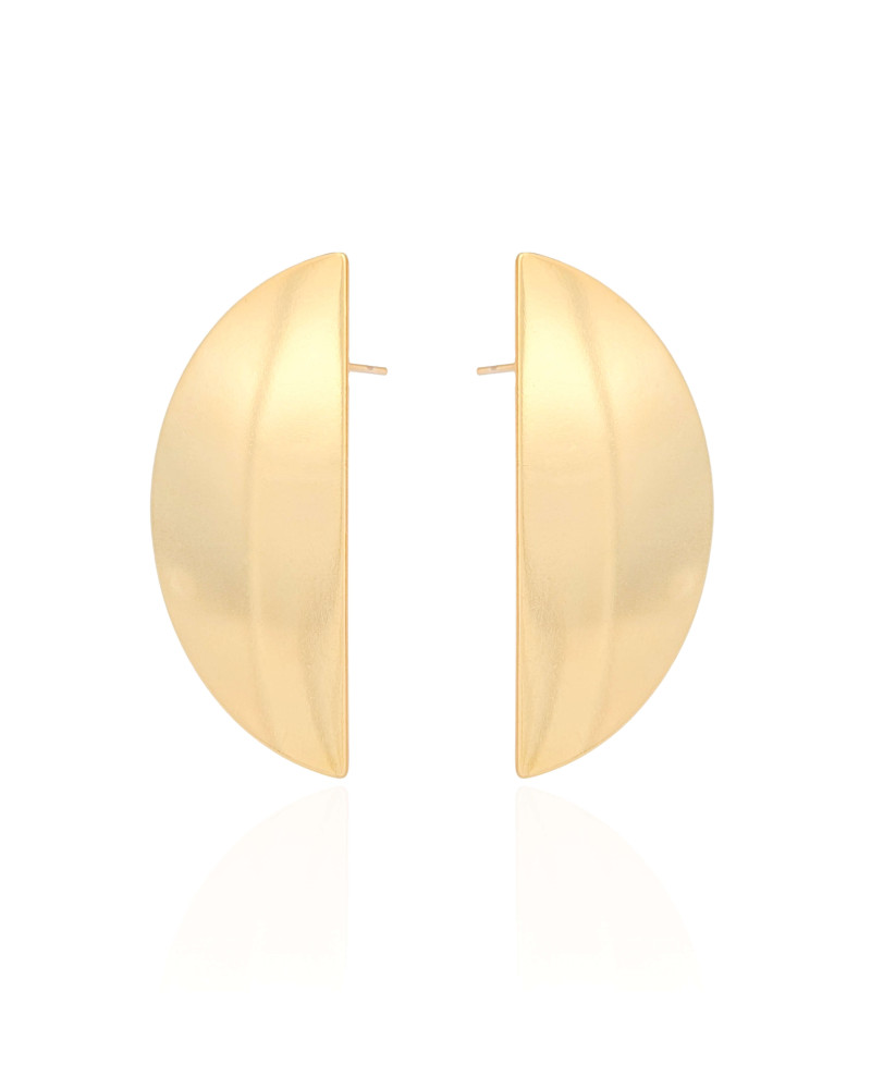 Brinco Leque Liso Banhado a Ouro 18K