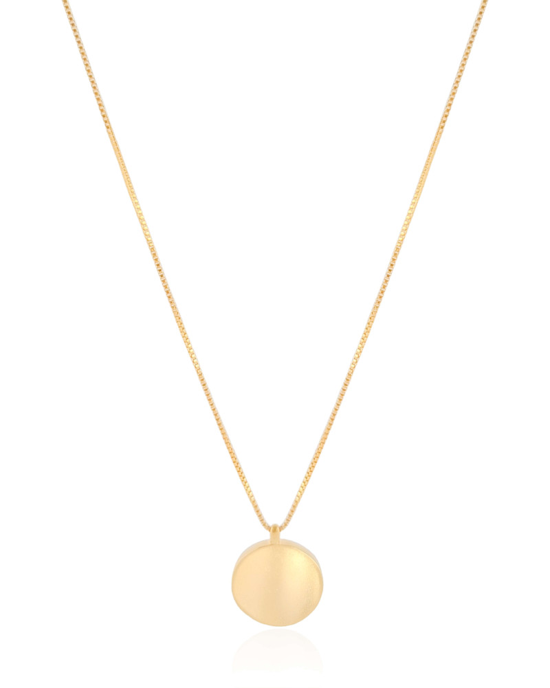 Gargantilha Veneziana com Pingente Redondo Liso Banhado a Ouro 18K - 45 cm