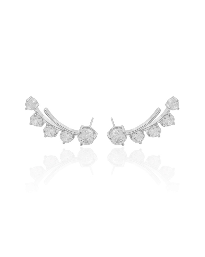 Ear Cuff Pontos de Luz Cristal Ródio Branco
