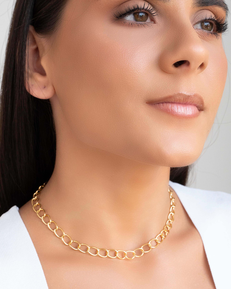 Choker Elos 7 mm Banhado a Ouro 18K