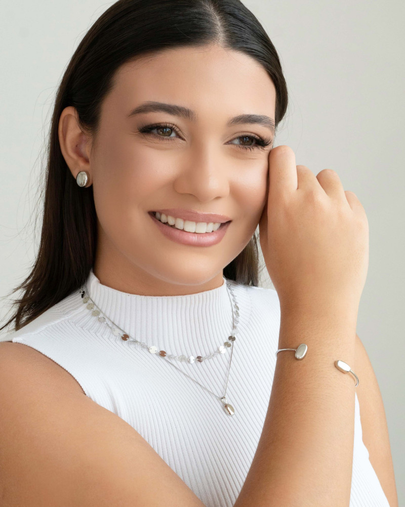 Choker Plaquinhas Redondas Flat Ródio Branco
