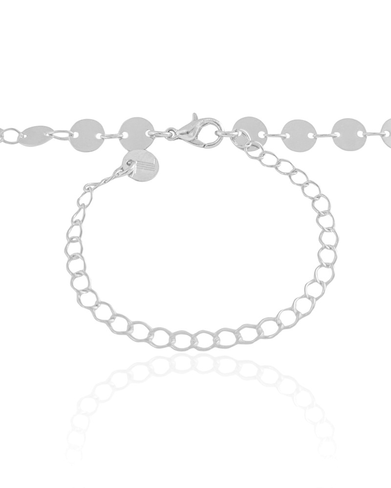 Choker Plaquinhas Redondas Flat Ródio Branco