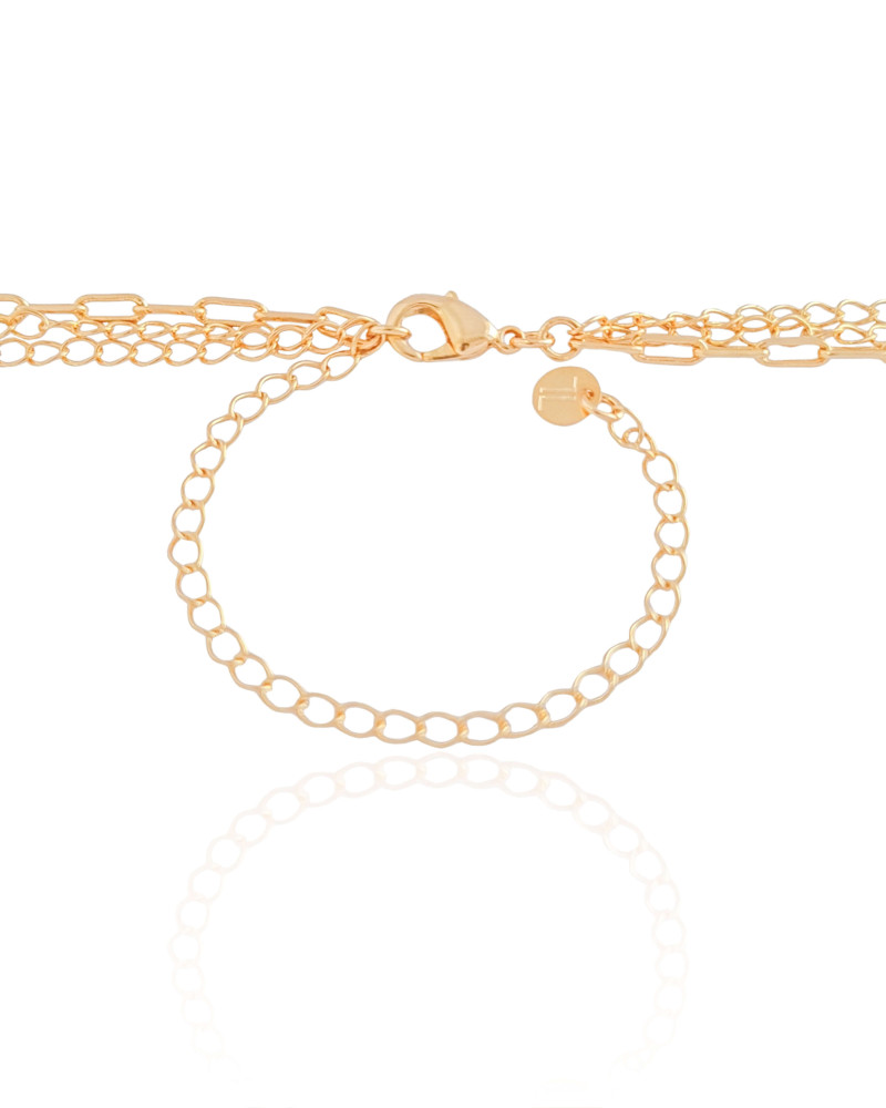 Gargantilha Tripla Elos Banhado a Ouro 18K - 35 cm