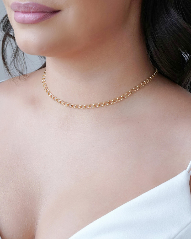 Gargantilhas Elos Trabalhados Banhado a Ouro 18K - 45 cm