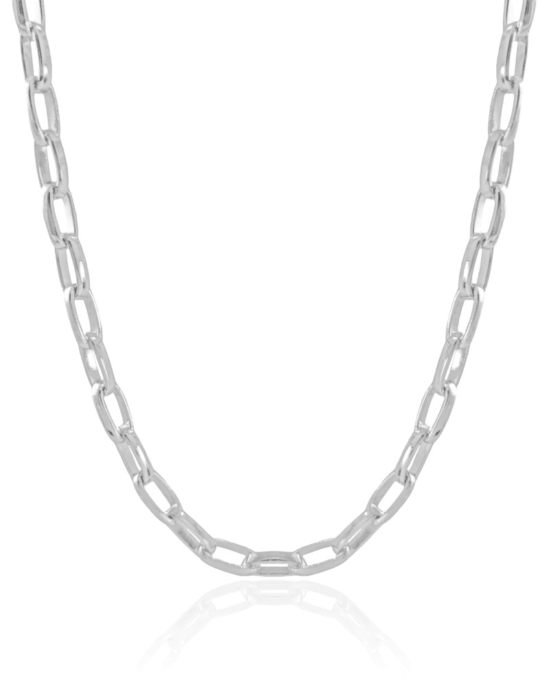 Choker Elos Ovais Lisos Ródio Branco