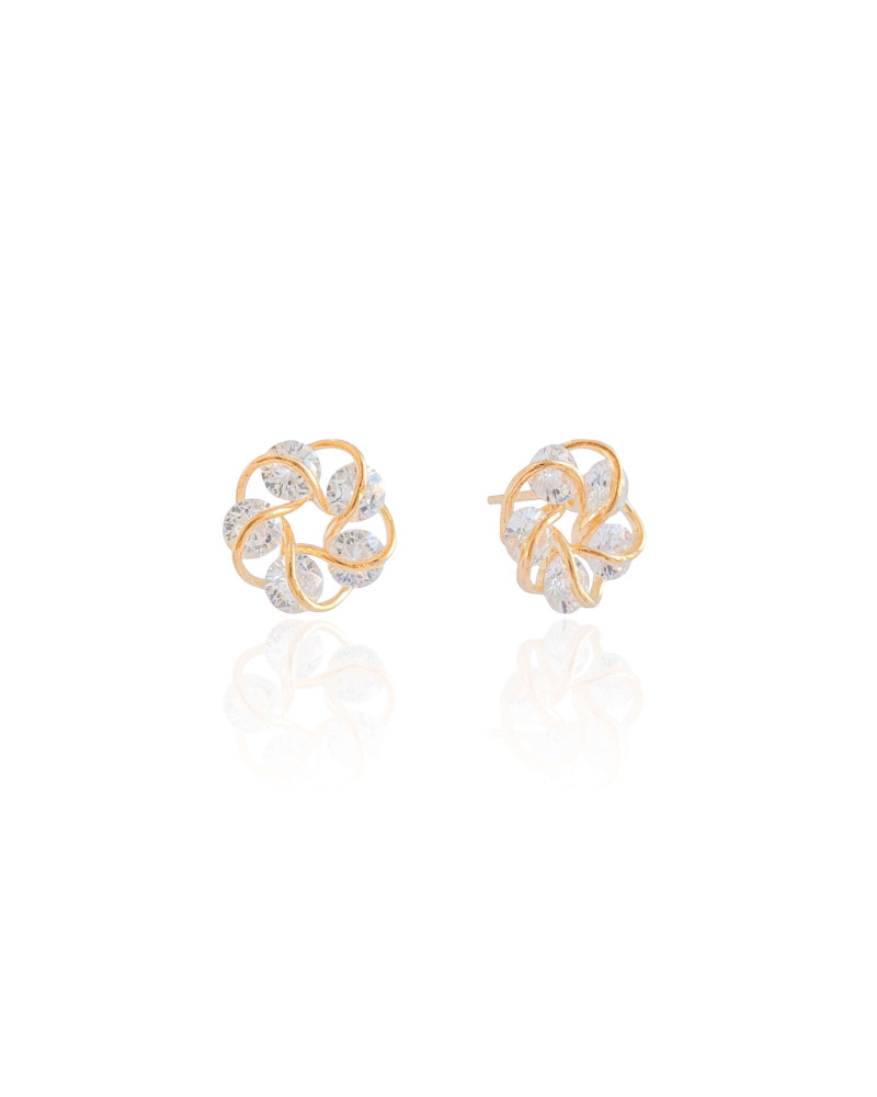 Brinco Redondo Pontos de Luz Cristal Banhado a Ouro 18K