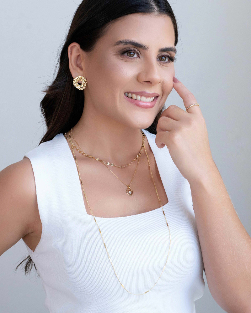 Gargantilha Plaquinhas Redondas 4 mm Banhado a Ouro 18K