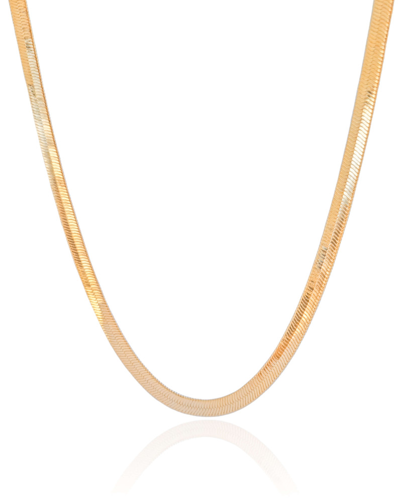 Choker Malha Fita 5 mm Banhado a Ouro 18K