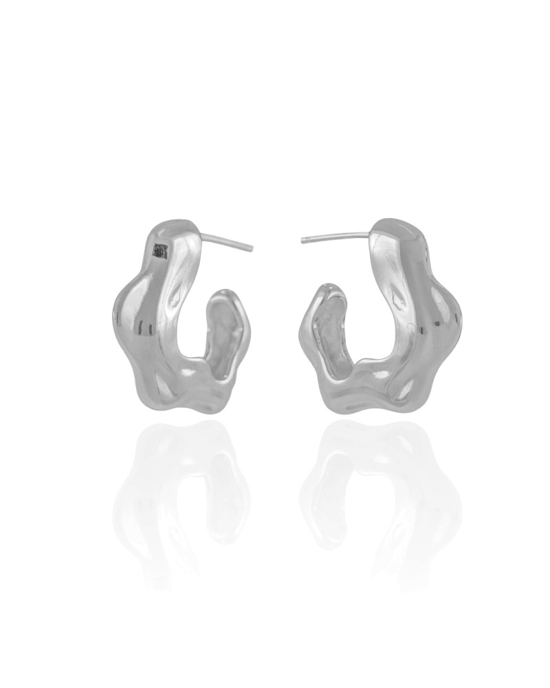 Brinco Argola Orgânica 2.6 cm Ródio Branco