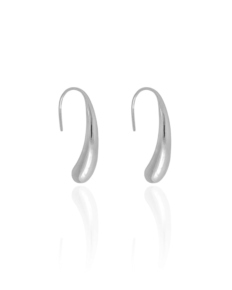 Brinco Passante Gota Lisa Ródio Branco