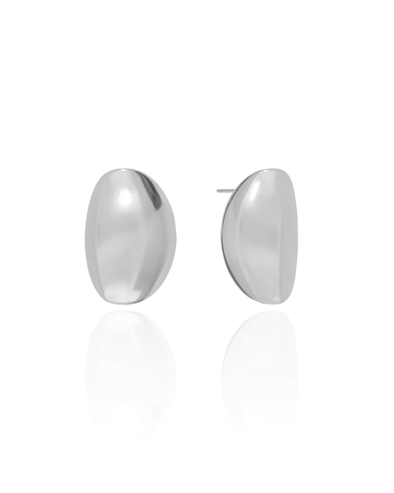 Brinco Oval Liso Ródio Branco