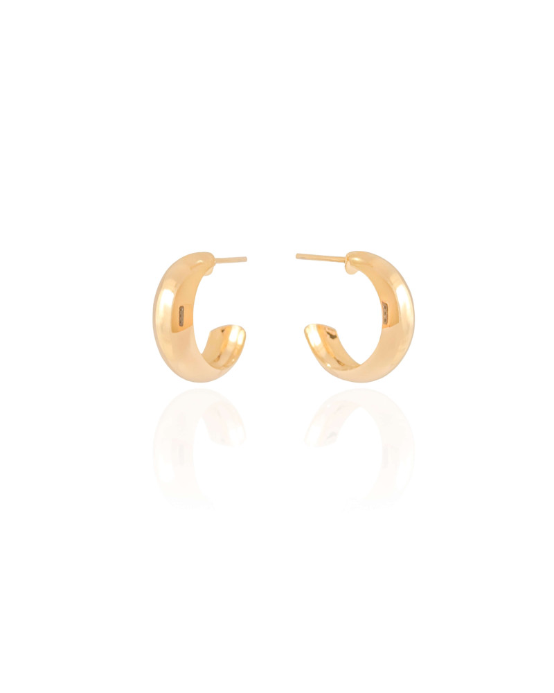 Argola Lisa Abaulada 1.6 cm Banhado a Ouro 18K