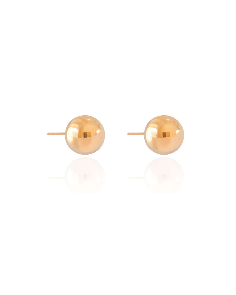 Brinco Bola Lisa 12 mm Banhado a Ouro 18K