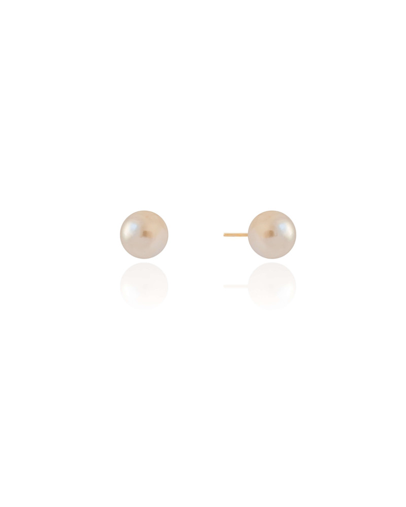 Brinco Pérola 8 mm Banhado a Ouro 18K