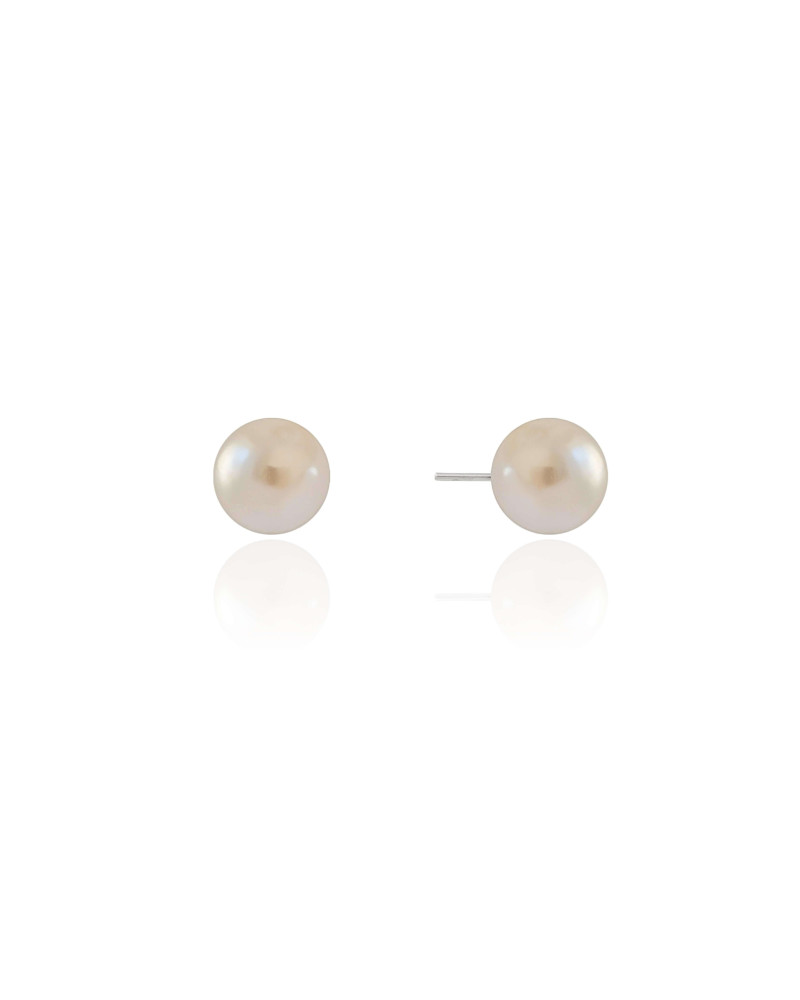 Brinco Pérola 10 mm Ródio Branco