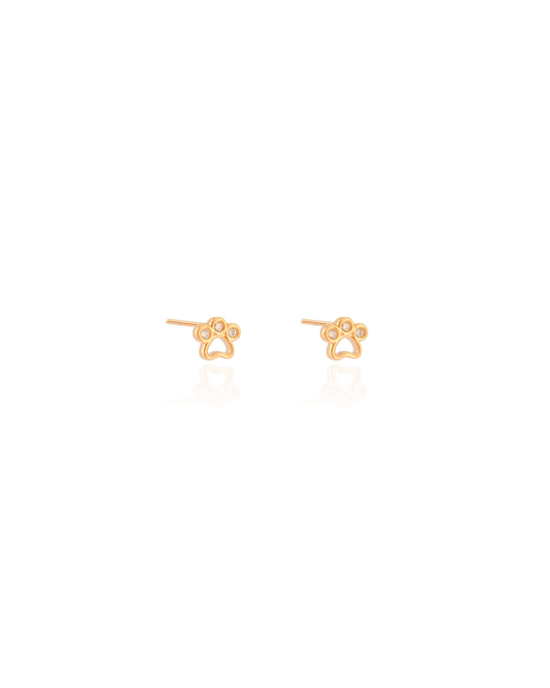 Brinco Pata Pet Cravejado Cristal 6 mm Banhado a Ouro 18K