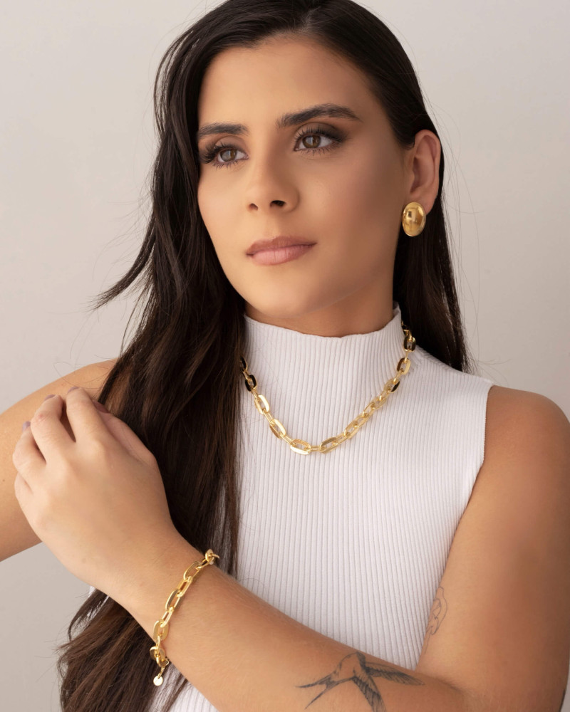 Choker Elos Ovais 9 mm Banhado a Ouro 18K