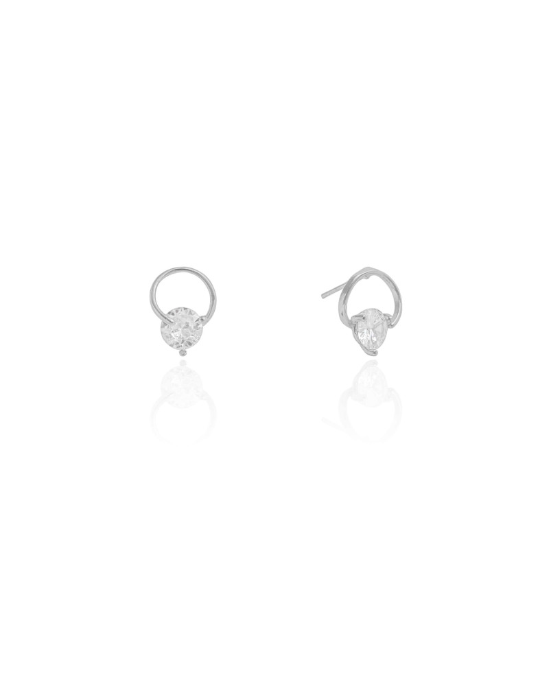 Brinco Fio Ponto de Luz Cristal 1.3 cm Ródio Branco