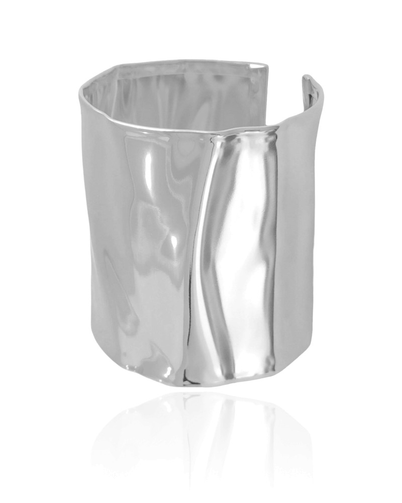 Bracelete Martelado 6.2 cm Ródio Branco