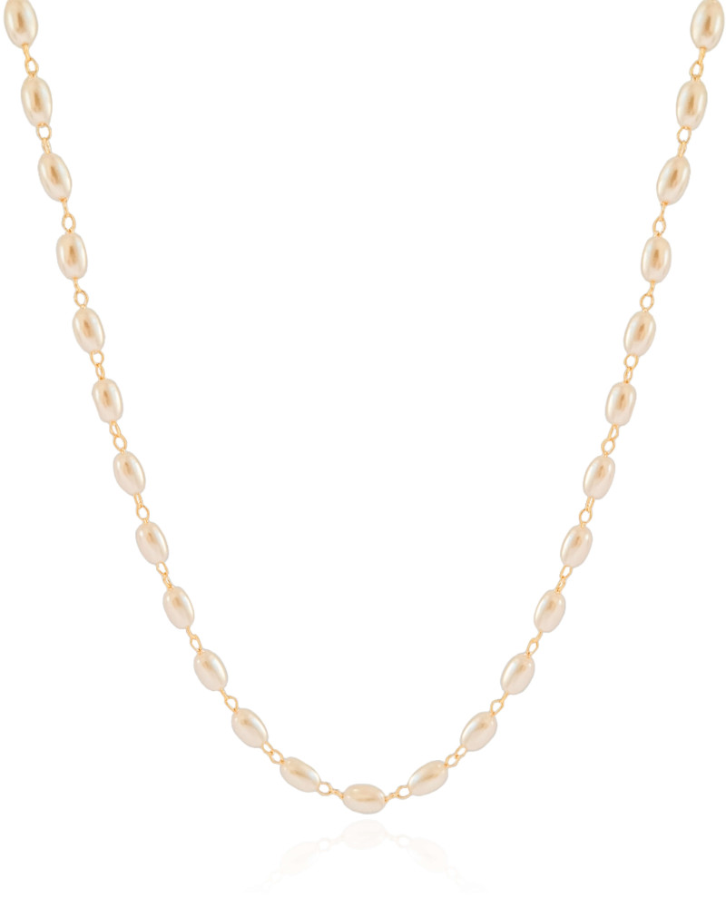 Gargantilha Pérolas Ovais Banhado a Ouro 18K - 40 cm