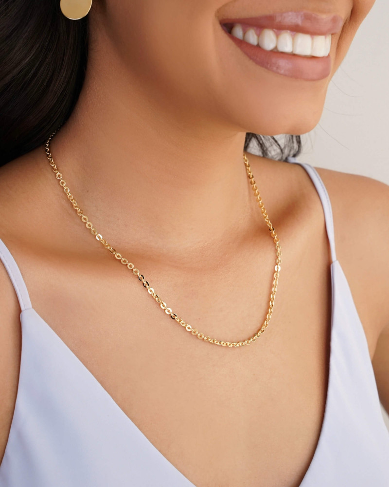 Gargantilha Elos Bailarina 3 mm Banhado a Ouro 18K - 45 cm