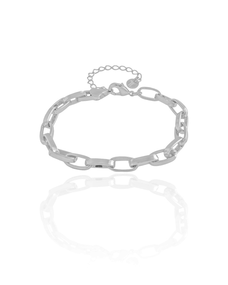 Pulseira Elos Ovais 5 mm Ródio Branco