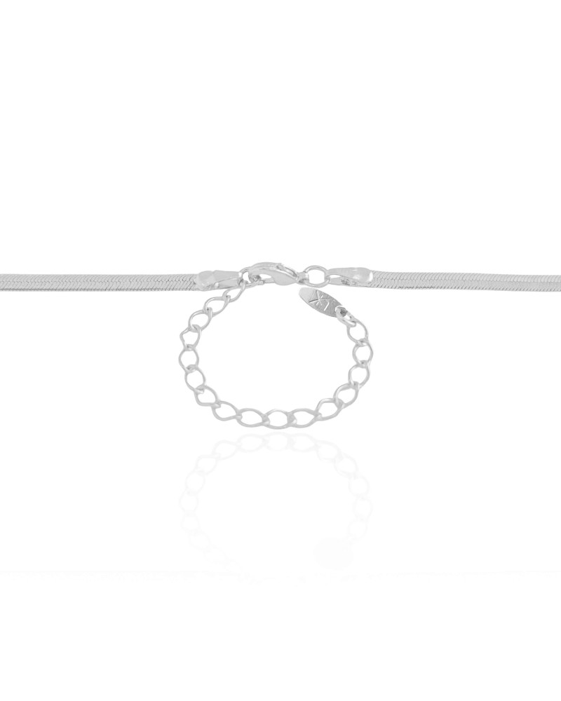 Gargantilha Malha Fita 3 mm Ródio Branco - 40 cm