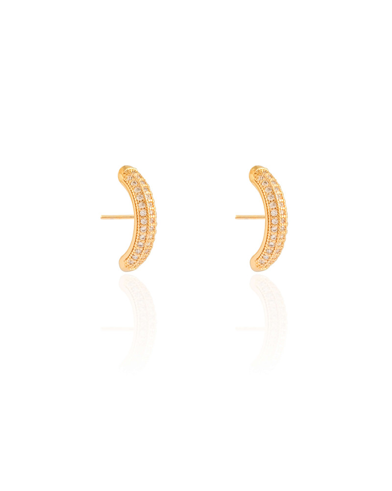 Ear Hook Cravejado 1.9 cm Cristal Banhado a Ouro 18K
