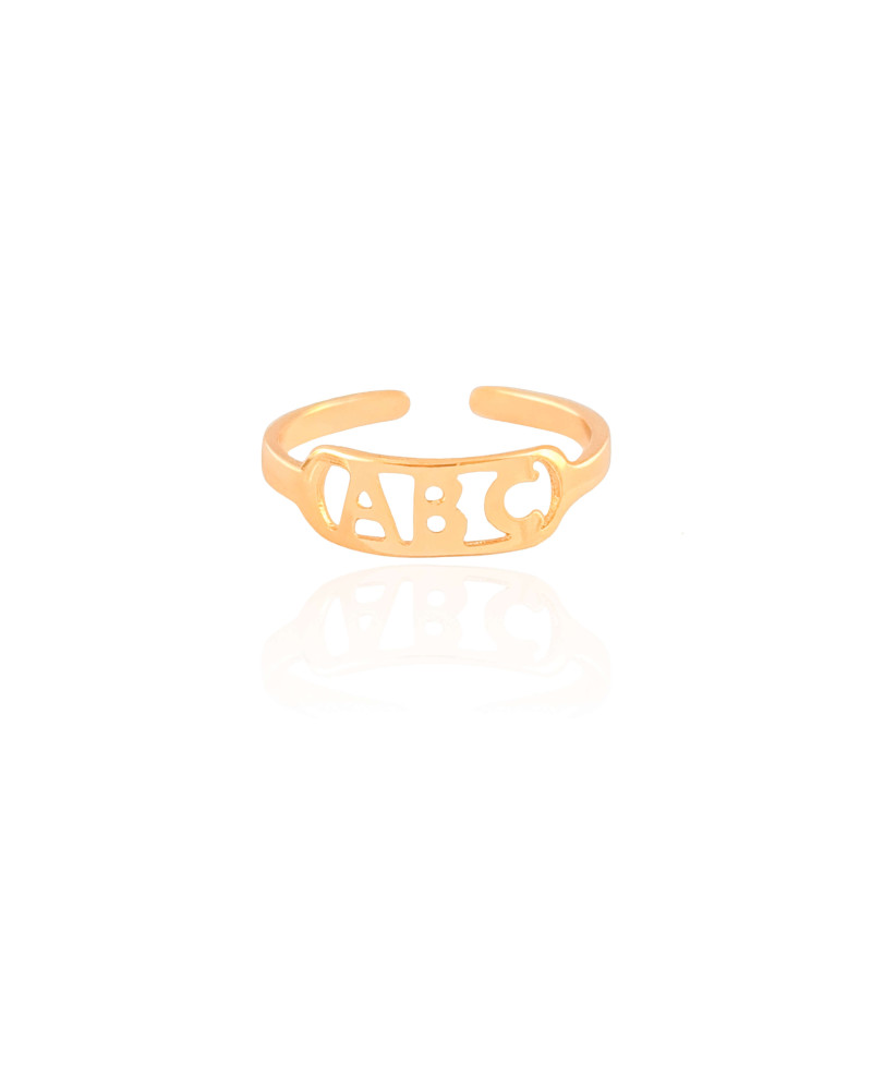 Anel Ajustável ABC Tamanho P Banhado a Ouro 18K