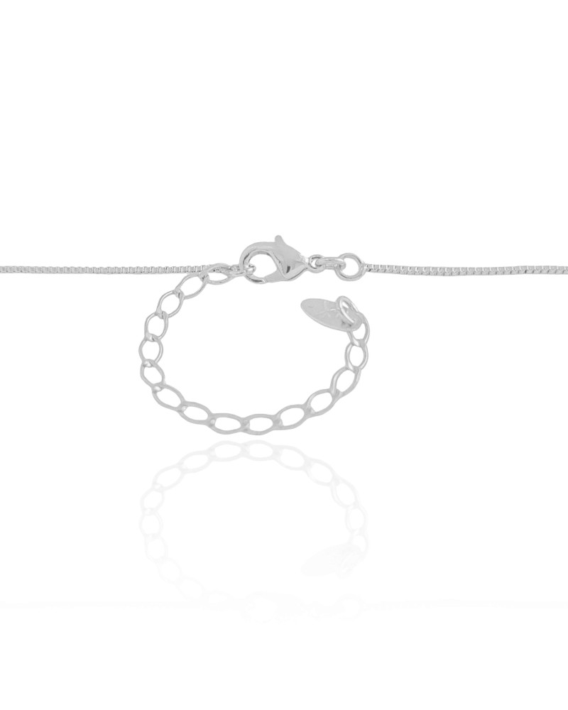 Gargantilha Veneziana Redondo Cravejado Cristal Ródio Branco - 45 cm