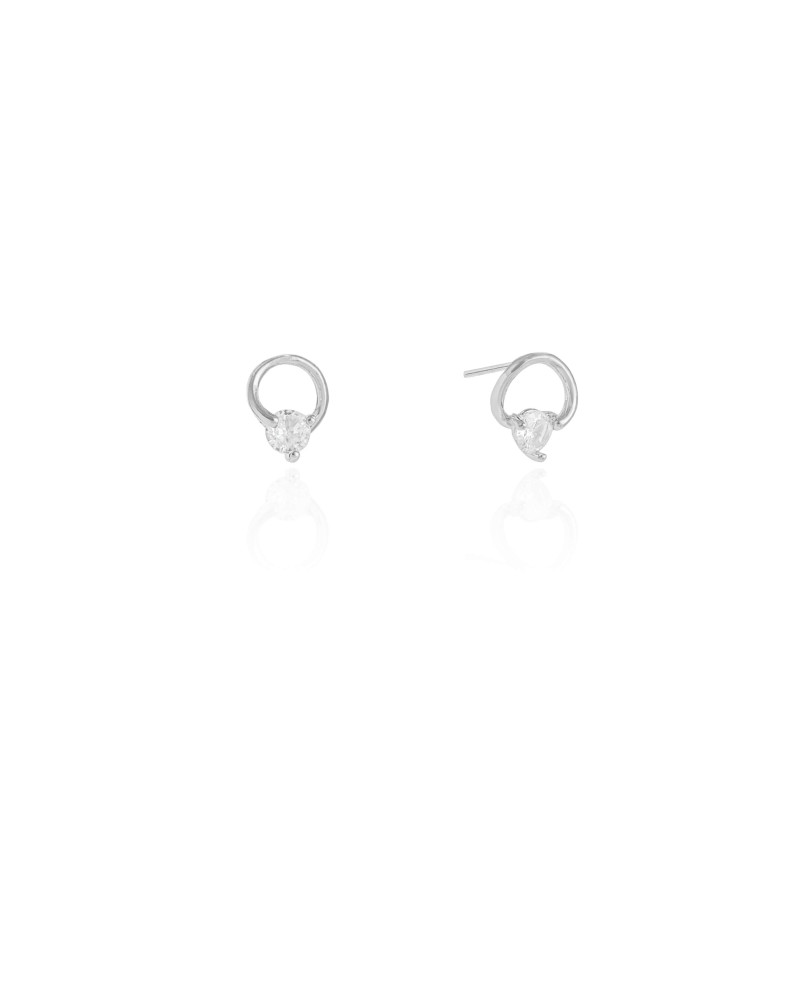 Brinco Fio Ponto de Luz Cristal 1.0 cm Ródio Branco