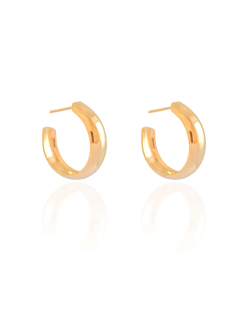 Brinco Argola Abaulada Lisa 2.3 cm Banhado a Ouro 18K