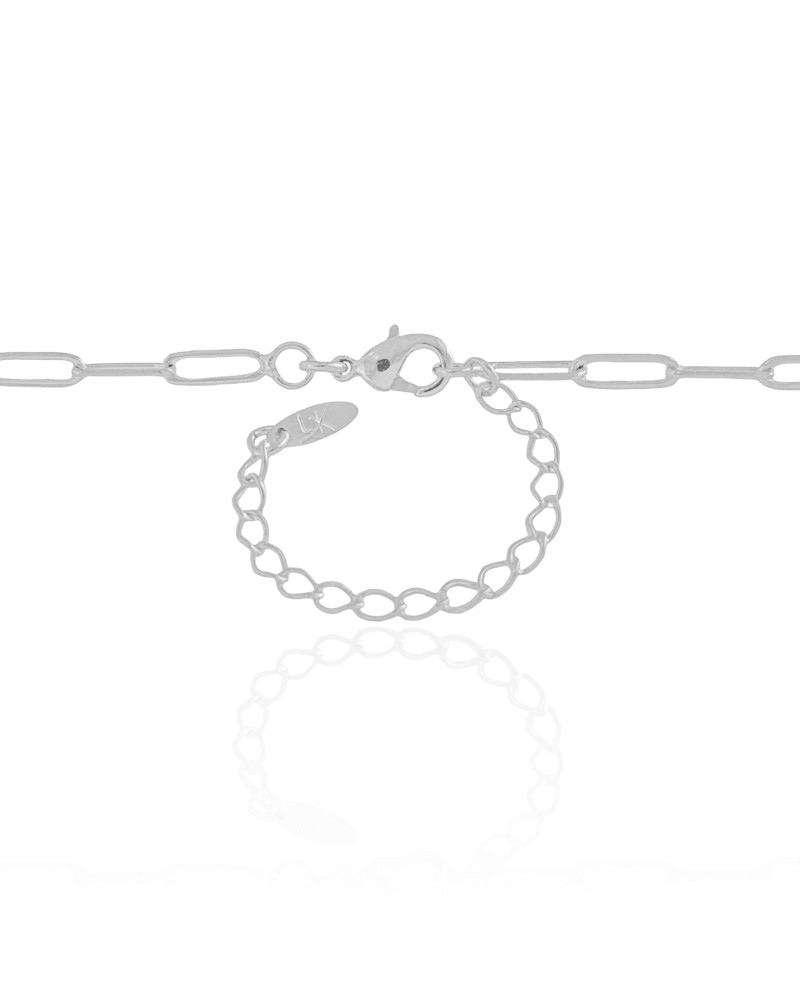 Gargantilha Elos Ovais 3 mm Ródio Branco - 45 cm