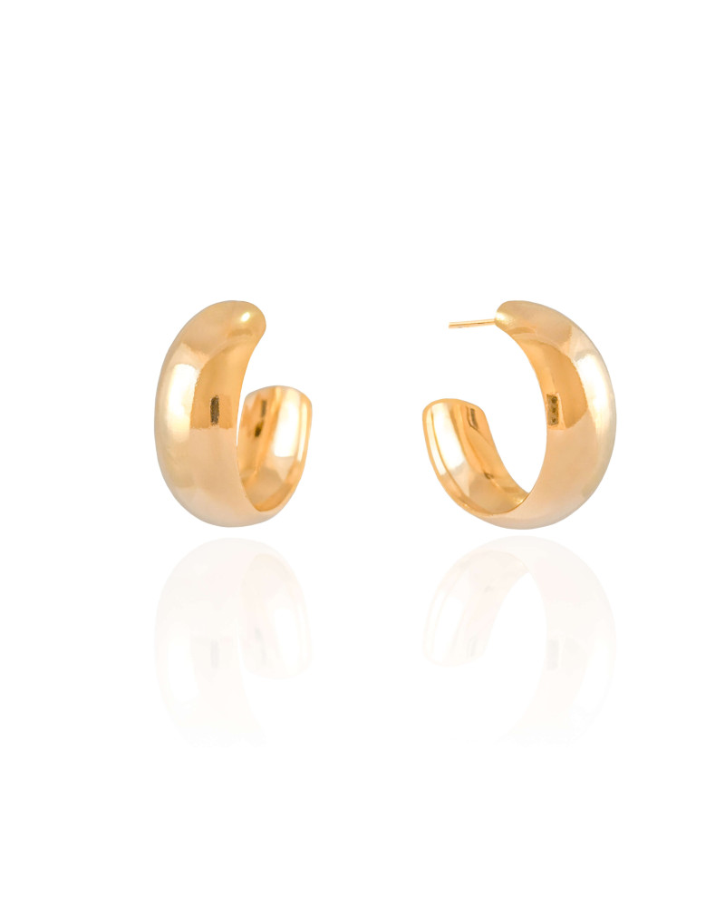 Brinco Argola Abaulada Lisa 2.2 cm Banhado a Ouro 18K