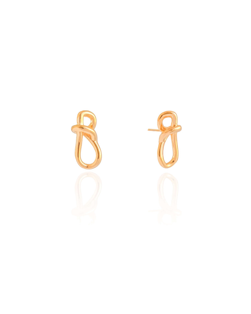 Brinco Laço Liso 1.8 cm Banhado a Ouro 18K