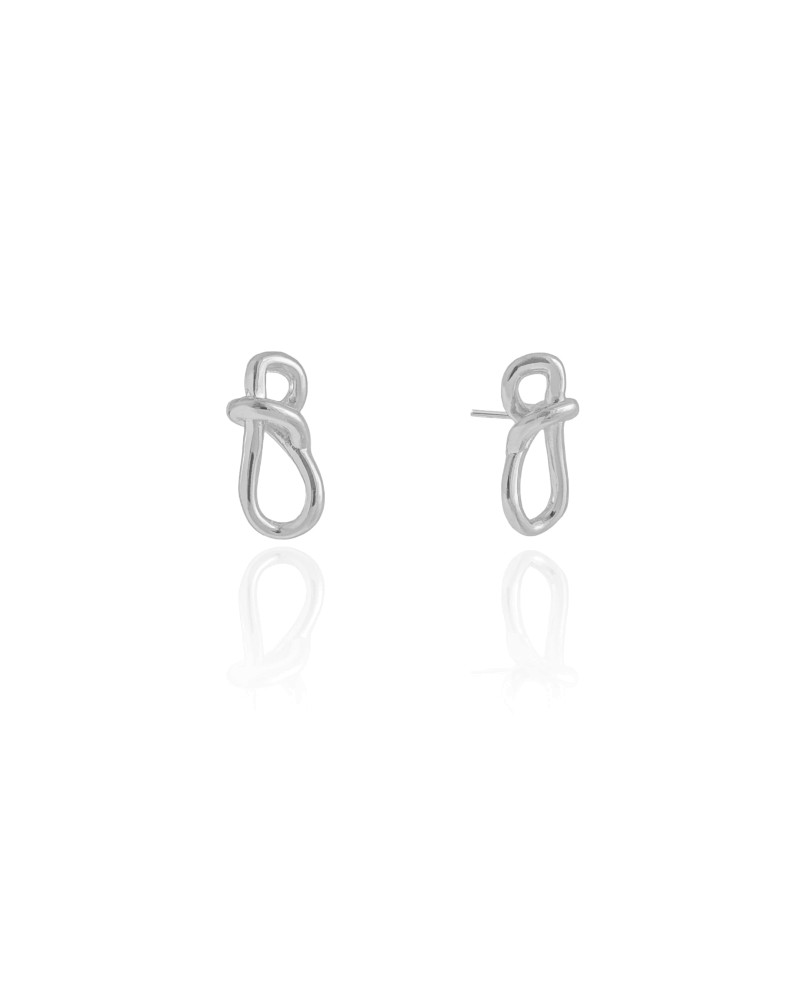 Brinco Laço Liso 1.8 cm Ródio Branco