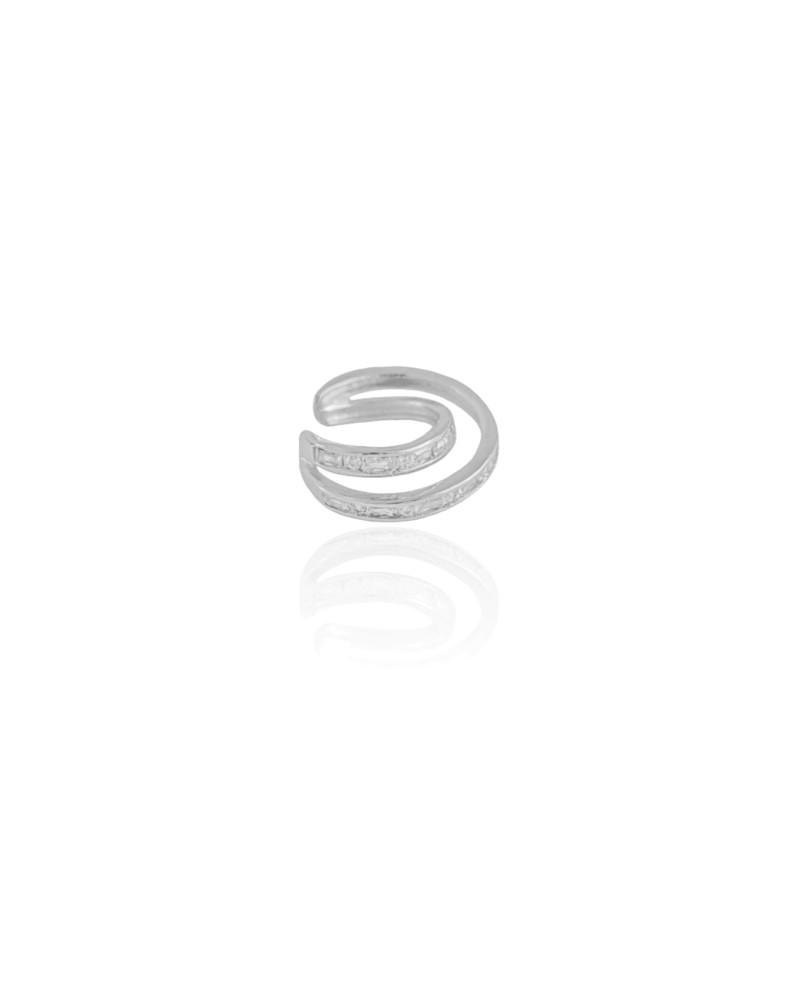 Piercing Duplo Cravejado Baguetes Cristal Ródio Branco