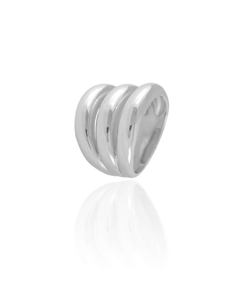 Anel Filetes Lisos Tamanho 16 Ródio Branco
